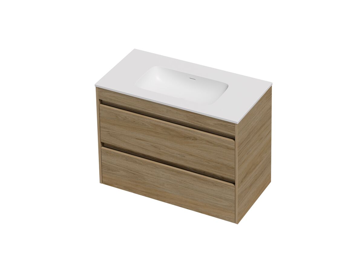 Hero - Posh Domaine Twin 900 2 Drawer Wall Hung Vanity Colour Console Top Matte White Mineral Cast No Taphole