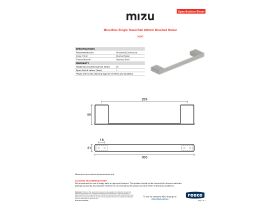 Specification Sheet - Mizu Bloc Single Towel Rail 300mm Brushed Nickel