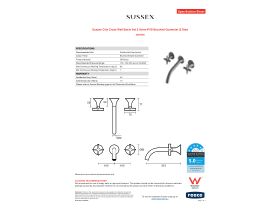Specification Sheet - Sussex Oria Cross Wall Basin Set 215mm PVD Brushed Gunmetal (5 Star)