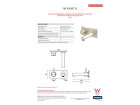 Specification Sheet - Sussex Scala Bath Mixer Outlet System Straight 160mm Left Hand PVD Brushed Platinum Gold Lead Free