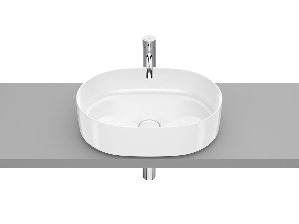 Roca Inspira Round Oval Above Counter Basin 500mm x 370mm Gloss White