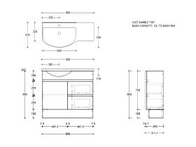 Posh Domaine Semi-Recessed 900 Left Floor Mount Cast Marble