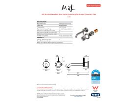Specification Sheet - Milli Etch Wall Basin/Bath Mixer Tap Set Round Backplate Brushed Gunmetal (6 Star)