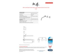 Specification Sheet - Milli Pure Wall Basin Hostess System 250mm Right Hand Satin Chrome (3 Star)