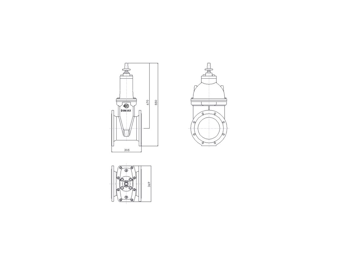 Line Drawing - 225 DIMAX FL PN16 RS GATE VALVE B5
