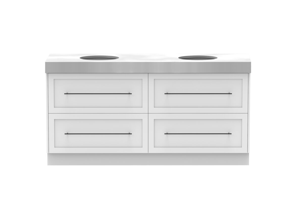 Supporting Image - Kado Lux All Drawer 1800mm Floor Mounted Vanity Double Basin 90mm - White - Front