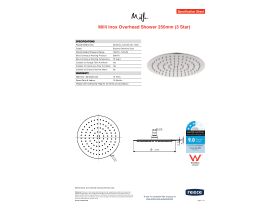 Specification Sheet - Milli Inox Shower Head 250mm (3 Star)