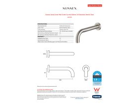 Specification Sheet - Sussex Scala 25mm Wall Outlet Curved 200mm 316 Stainless Steel (6 Star)