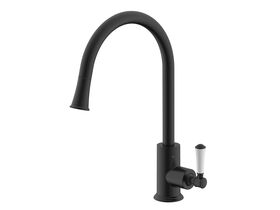 Posh Canterbury Pull Out Sink Mixer Porcelain Handle Matte Black (4 Star)