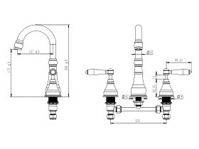 Milli Voir Basin Set Lever Handle with Porcelain Handles (5 Star)