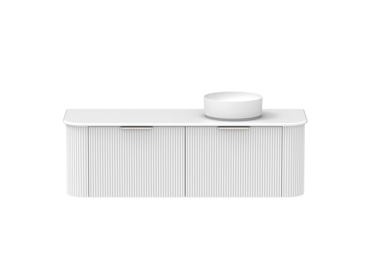 Supporting Image - Kado Neue Fluted Double Curve All Drawer 1500 Wall Hung Vanity with Right Hand Basin 20mm Ultra White