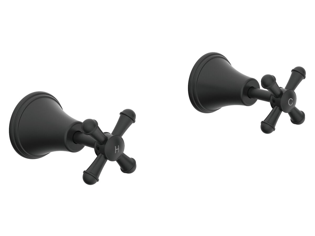Hero - Posh Canterbury Wall Top Assemblies Cross Handles Matte Black Lead Free