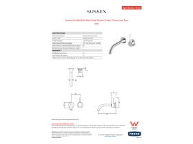 Specification Sheet - Sussex Oria Wall Bath Mixer Outlet System 215mm Chrome Lead Free