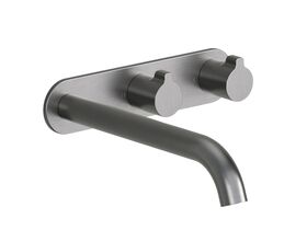 Hero - Faucet Strommen Vara Fin Wall Basin / Bath Hostess Tap System Right Hand 200mm Kit Brushed Graphite (6 Star) Lead Free