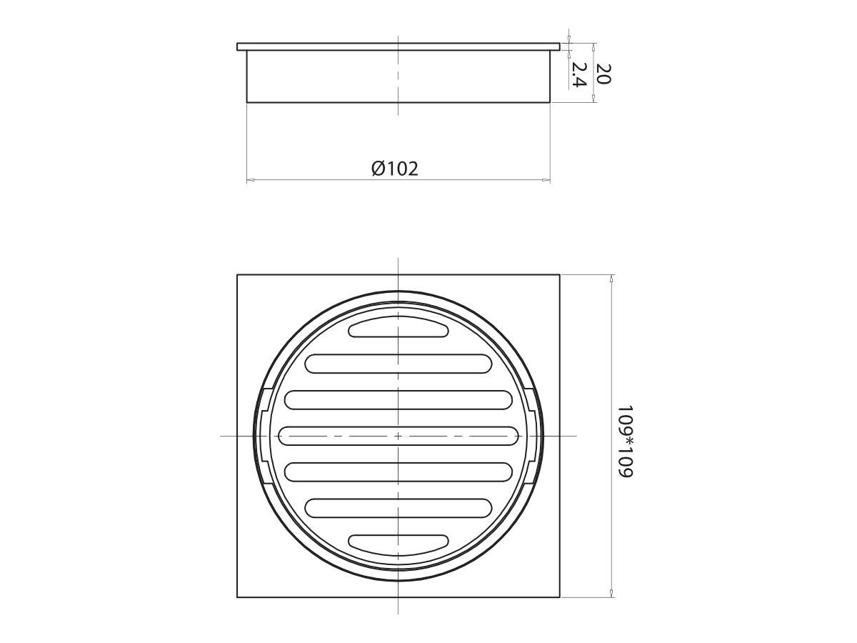 Mizu Drift Brass Trapscrew Grate Square 100mm