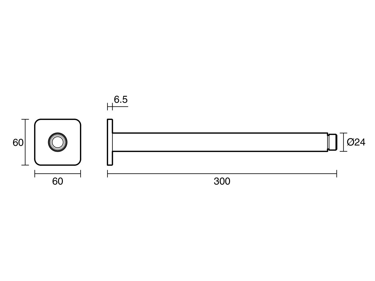 Technical Drawing - Mizu Bloc Ceiling Shower Arm