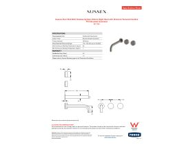 Specification Sheet - Sussex Pure Wall Bath Hostess System 250mm Right Hand with Diamond Textured Handles PVD Brushed Gunmetal