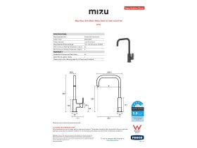 Specification Sheet - Mizu Bloc Sink Mixer Matte Black (5 Star) Lead Free