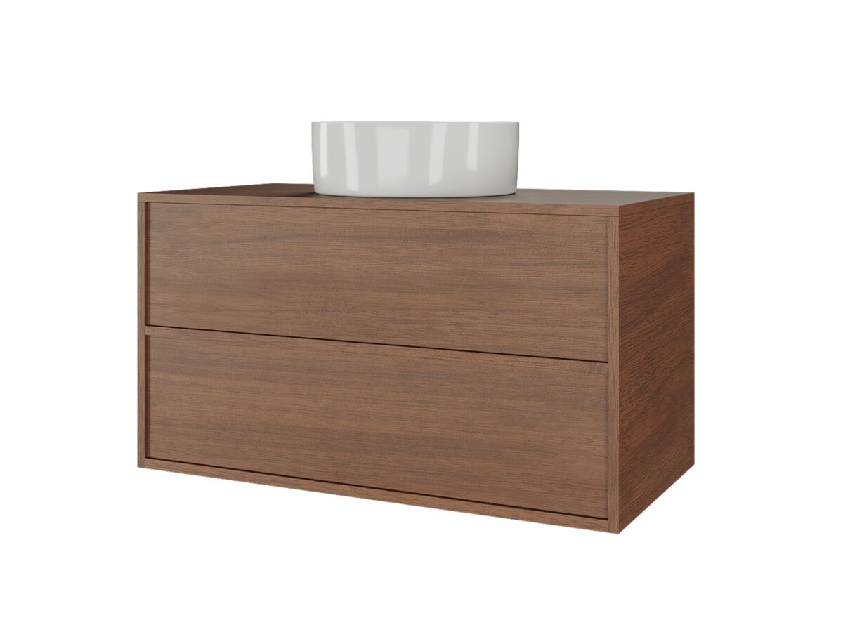 Supporting Image - Kado Aspect 900mm Wall Hung Vanity Unit Timber Top - Florentine Walnut