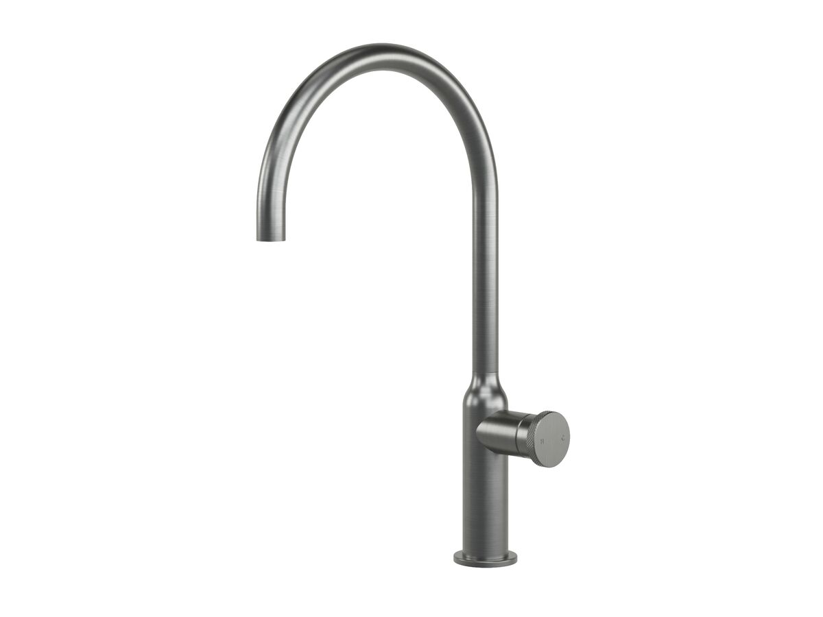 Hero - Faucet Strommen Vara Disc Gooseneck Sink Mixer Tap Brushed Graphite (4 Star) Lead Free