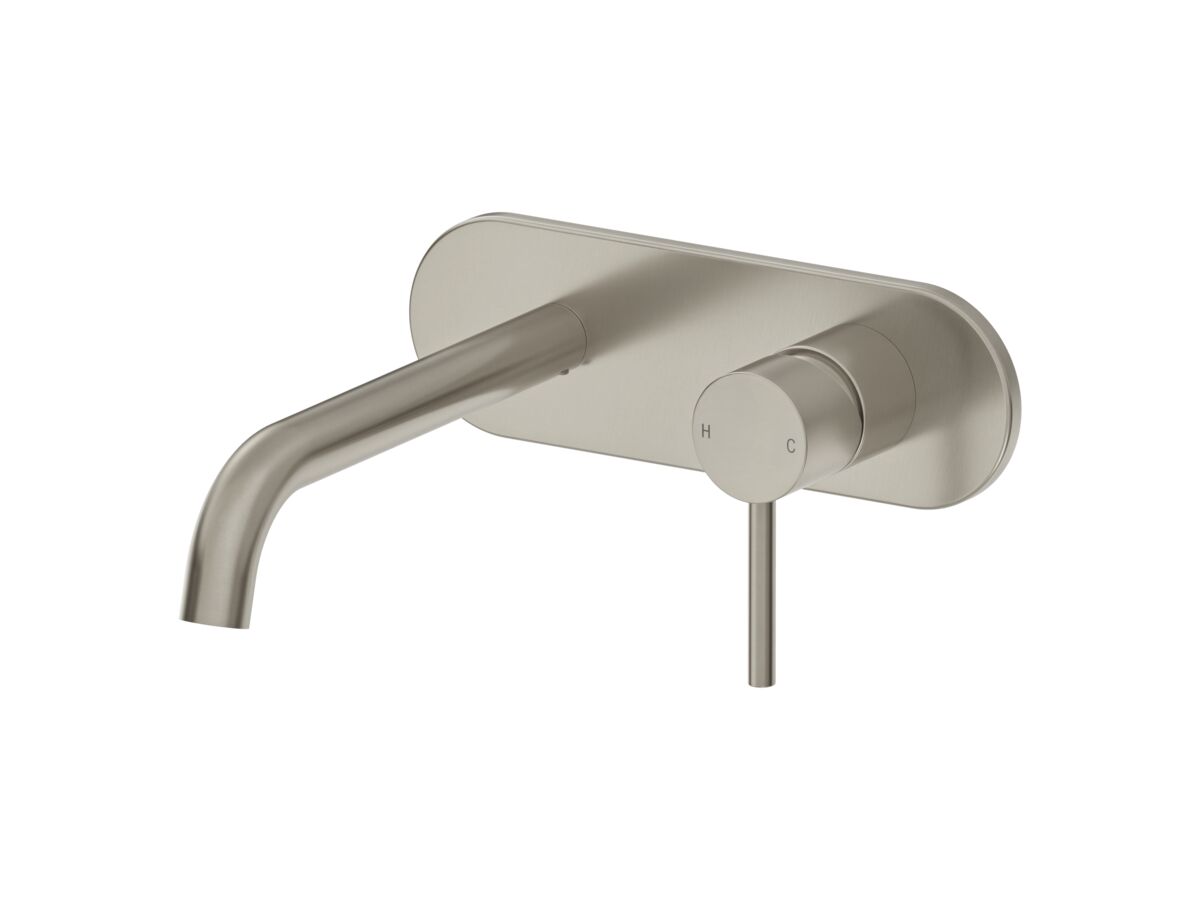 Mizu Drift Wall Basin/Bath Mixer Set Curve Brushed Nickel (6 Star)