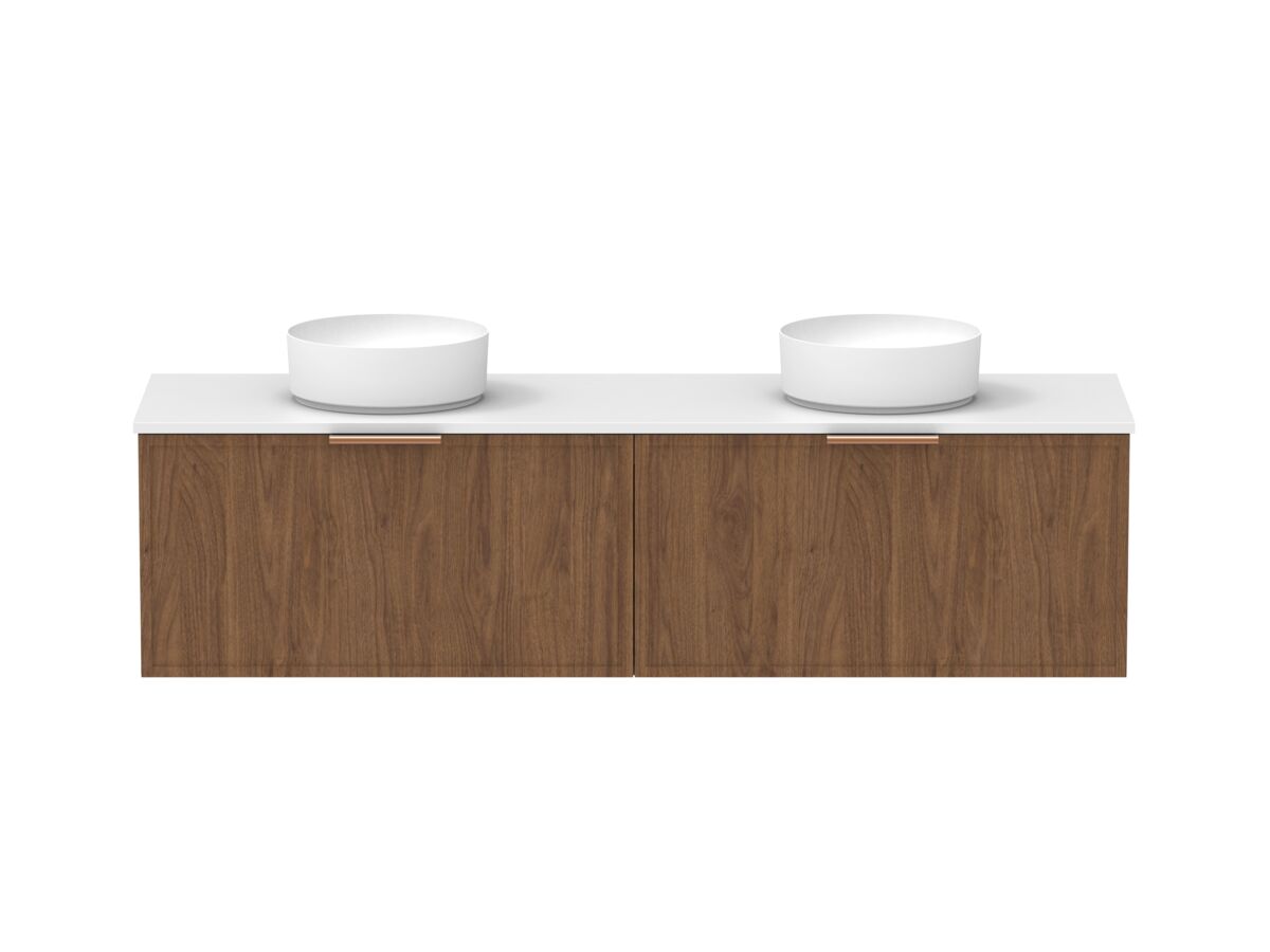 Supporting Image - Kado Lux Slim All Drawer 1800mm Wall Hung Vanity with Double Basin 20mm Top Florentine Walnut