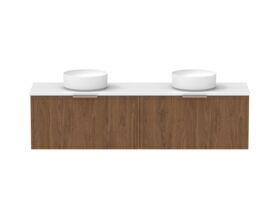Supporting Image - Kado Lux Slim All Drawer 1800mm Wall Hung Vanity with Double Basin 20mm Top Florentine Walnut