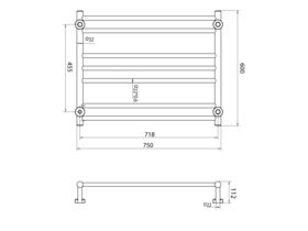 Posh Domaine Heated Towel Rail 750mm x 600mm Polished Stainless Steel