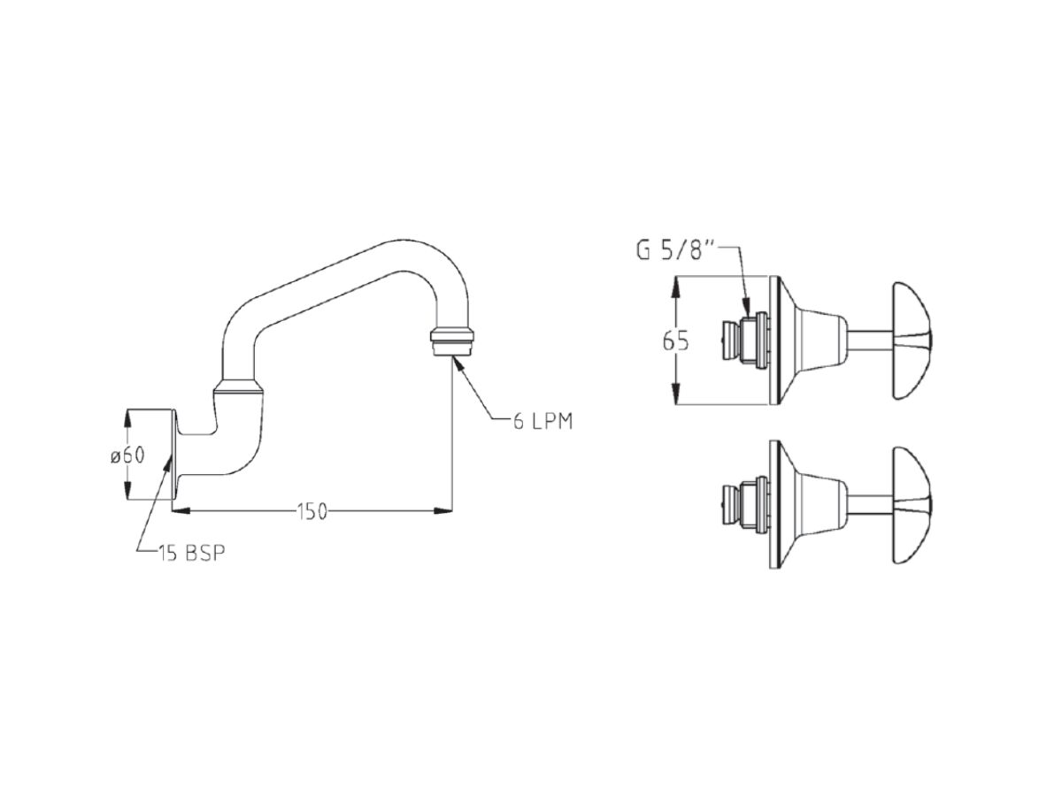 Wall Mounted Sink Set with Upswept Swivel