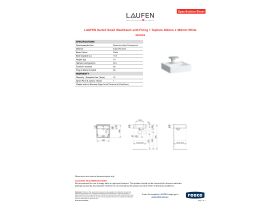 Specification Sheet - LAUFEN Kartell Small Washbasin with Fixing 1 Taphole 460mm x 460mm White