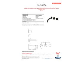 Specification Sheet - Sussex Pure Wall Bath Hostess System 200mm Right Hand with Linear Textured Handles PVD Matte Black