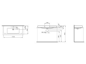 LAUFEN Pro S Wall Basin 1 TapHole with Overflow 1050x465 White