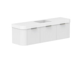 Supporting Image 2- Kado Neue Fluted Double Curve All Drawer 1800mm Wall Hung Vanity with Centre Basin Durasein 90mm Top Ultra White