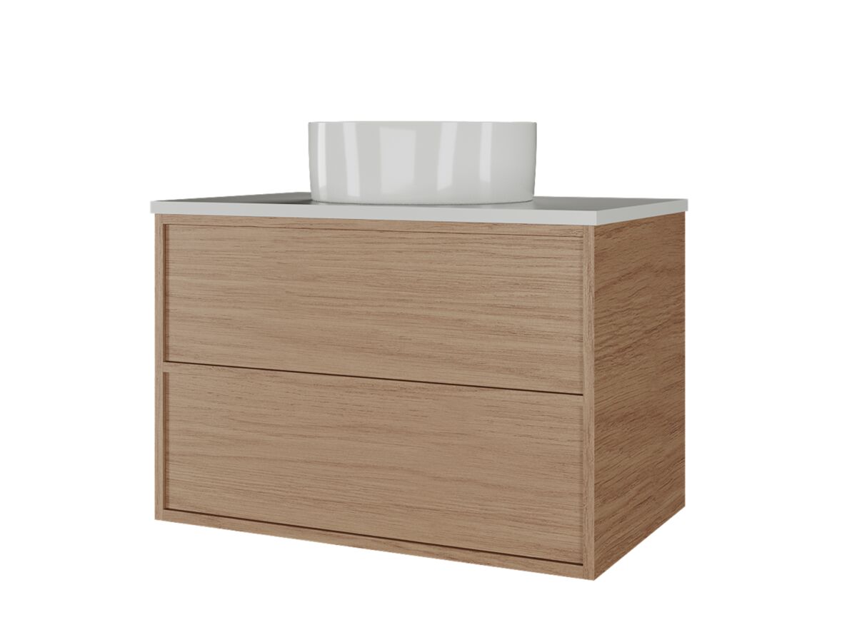 Supporting Image - Kado Aspect Wall Hung Vanity Unit 750mm 2 Drawer Corian 20mm Top - Boston Oak