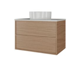 Supporting Image - Kado Aspect Wall Hung Vanity Unit 750mm 2 Drawer Corian 20mm Top - Boston Oak