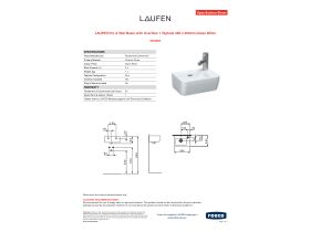 Specification Sheet - LAUFEN Pro A Wall Basin with Overflow 1 Taphole 360 x 250mm Gloss White
