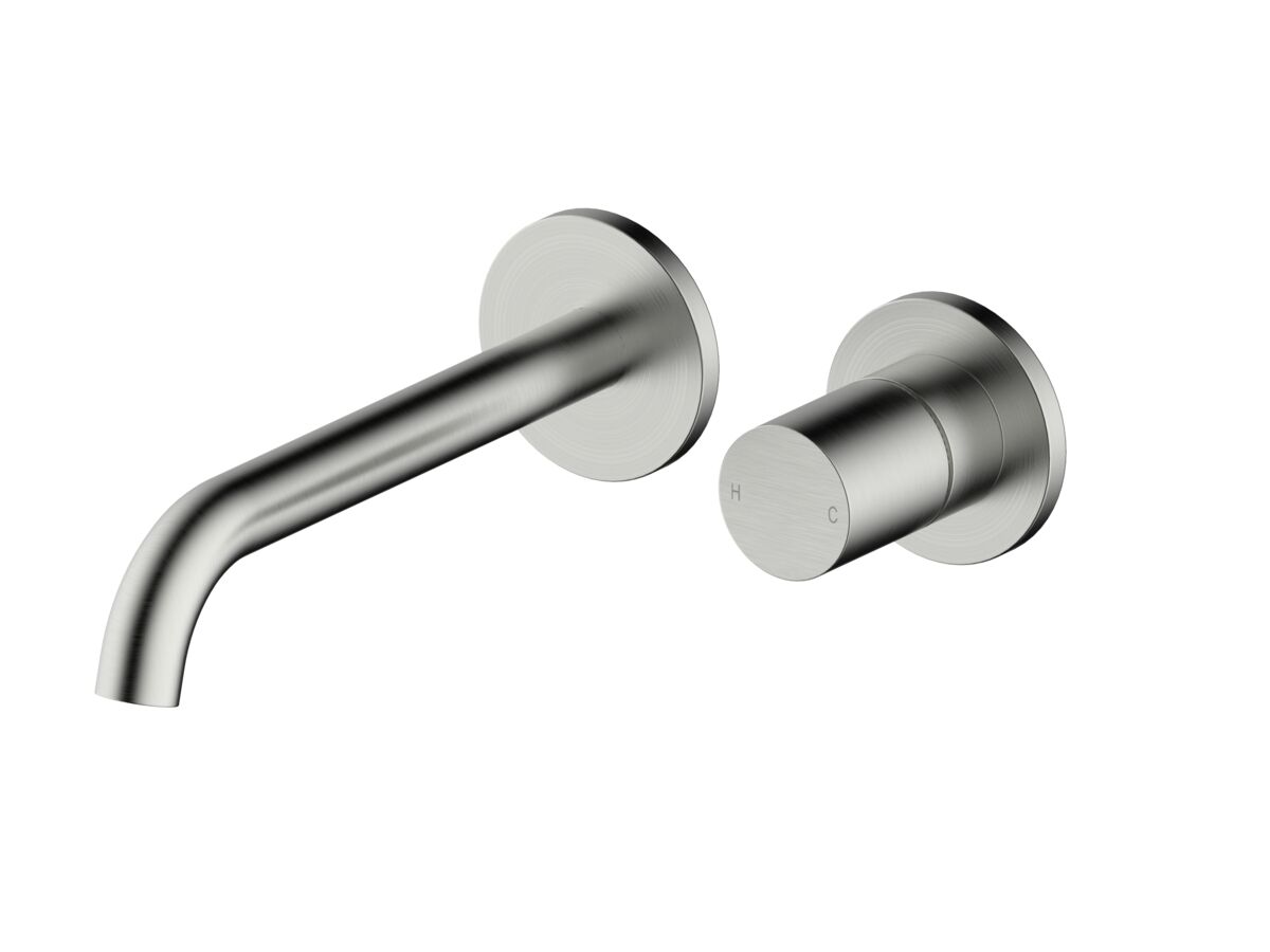 Hero - Mizu Drift Dial Wall Basin / Bath Mixer Tap Set 2-Piece Cover Plate Kit Brushed Nickel (6 Star) Lead Free