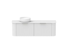 Supporting Image - Kado Neue Fluted Double Curve All Drawer 1500 Wall Hung Vanity with Left Hand Basin Durasein 12mm Top Ultra White