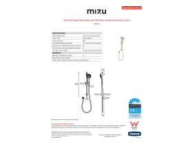 Specification Sheet - Mizu Drift Single Rail Shower with Wall Water Inlet Brushed Brass (5 Star)