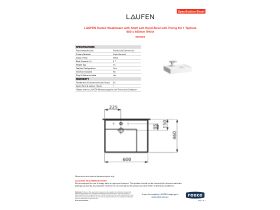 Specification Sheet - LAUFEN Kartell Washbasin with Shelf Left Hand Bowl with Fixing Kit 1 Taphole 600 x 460mm White