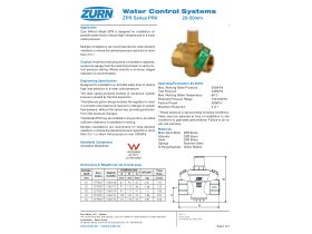 Specification Sheet - Zurn ZPR Pressure Reduction Valve Adjustable
