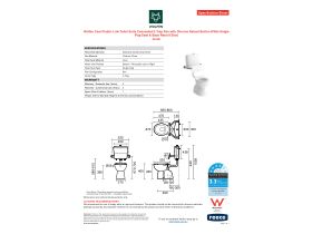 Specification Sheet - Wolfen Care Plastic Link Toilet Suite Concealed S Trap Pan with Chrome Raised Button White Single Flap Seat & Back Rest (4 Star)