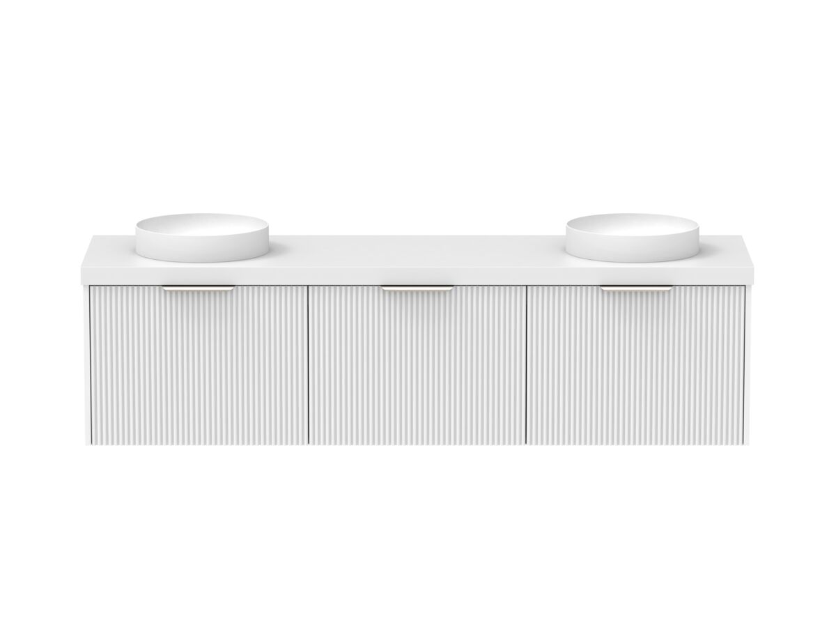 Supporting Image - Kado Neue Fluted Square All Drawer 1800mm Wall Hung Vanity with Double Basin 50mm Top Ultra White