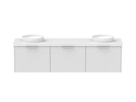 Supporting Image - Kado Neue Fluted Square All Drawer 1800mm Wall Hung Vanity with Double Basin 50mm Top Ultra White