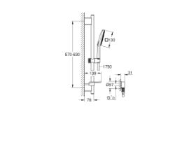 GROHE Rainshower SmartActive Single Rail Shower Square Chrome (4 Star)