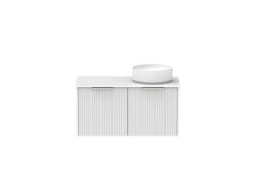 Supporting Image - Kado Neue Fluted Square 900mm Wall Hung Vanity with Right Basin Durasein 12mm Top Ultra White