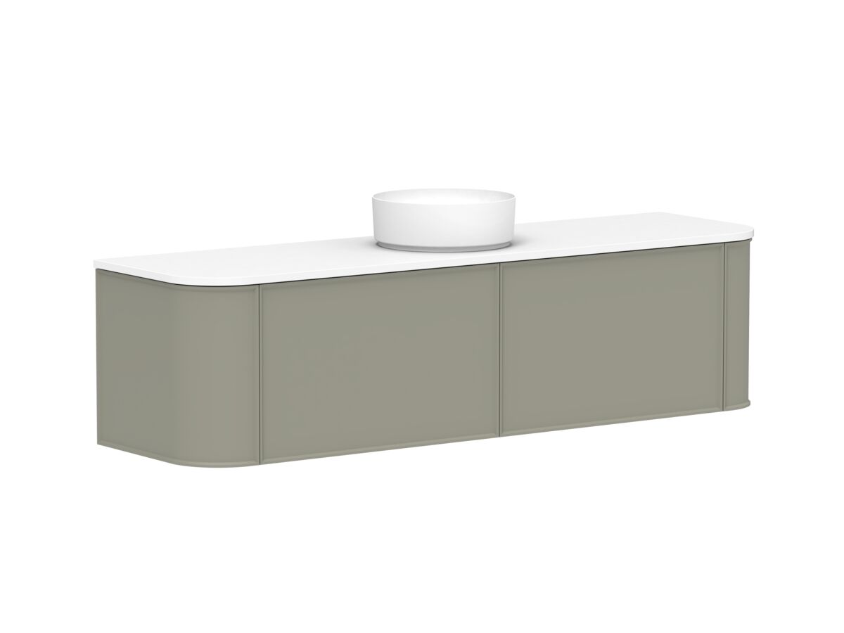 Supporting Image 2 - Kado Era Double Curve All Drawer 1800mm Wall Hung Vanity with Centre Basin 20mm Top Wolfram Green