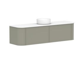Supporting Image 2 - Kado Era Double Curve All Drawer 1800mm Wall Hung Vanity with Centre Basin 20mm Top Wolfram Green