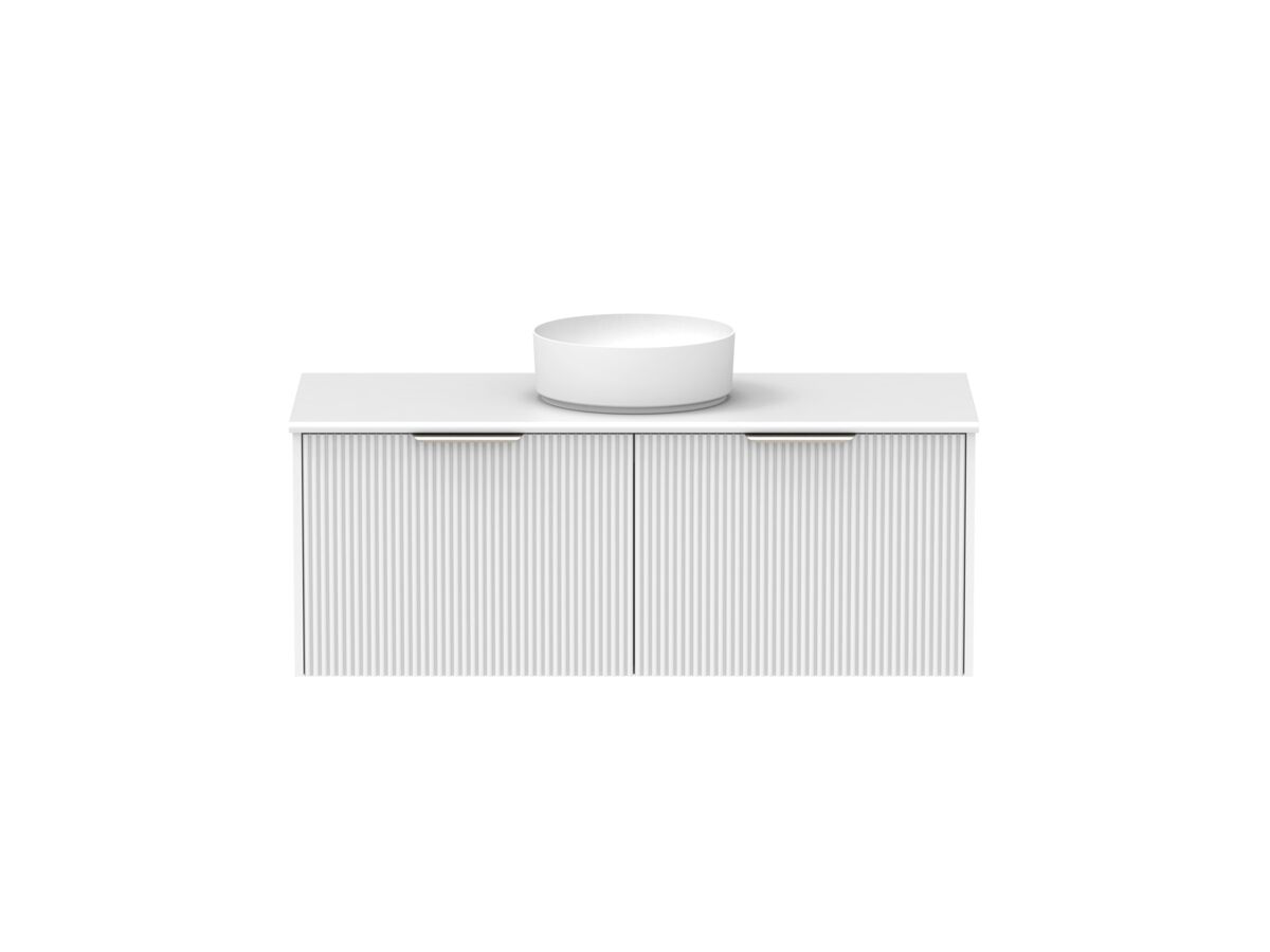 Supporting Image - Kado Neue Fluted Square All Drawer 1200mm Wall Hung Vanity with Centre Basin 20mm Top Ultra White