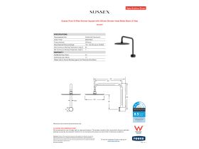 Specification Sheet - Sussex Pure Hi-Rise Shower Square with 250mm Shower Head Matte Black (3 Star)